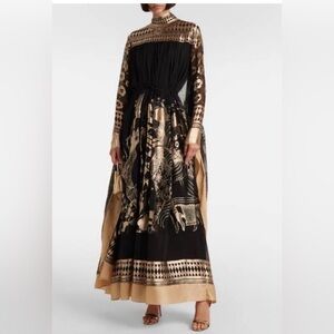 Zimmermann Black and Gold Long Sleeve Dress size AU 0